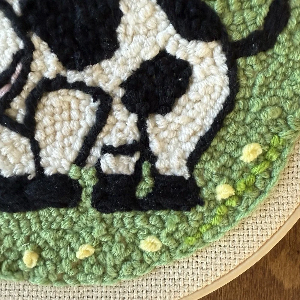 Punch Needle Handmade Cow Wall Hanging Cute Cow Farm Children's Room 8